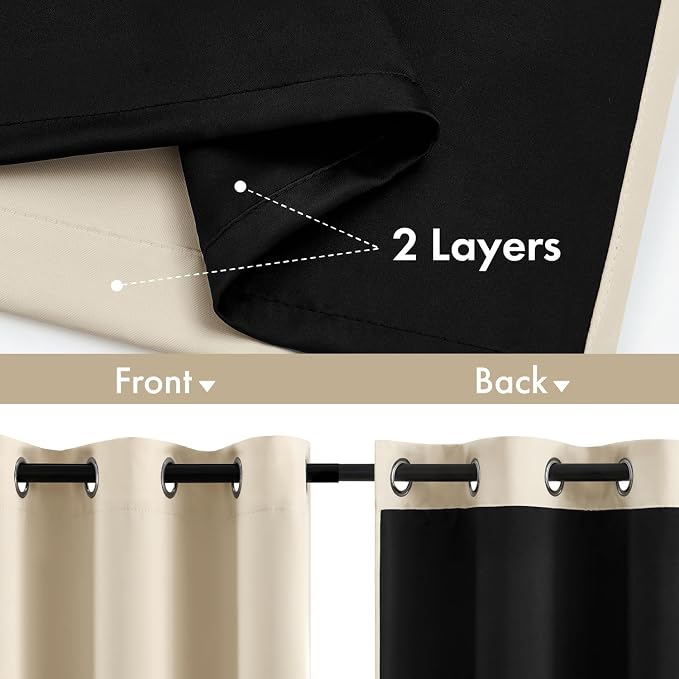 MIULEE Cream Beige 100% Blackout Curtains - Image 3