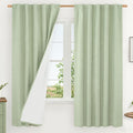 Light Green 100% Blackout Linen Curtains 63 Inches 2 Panels | Linen Textured by LAMIT