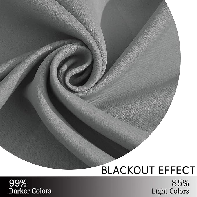 Yakamok Grey Room Darkening Curtains 42x63 inch Gray Grommet-Living Room | 2 - Image 6