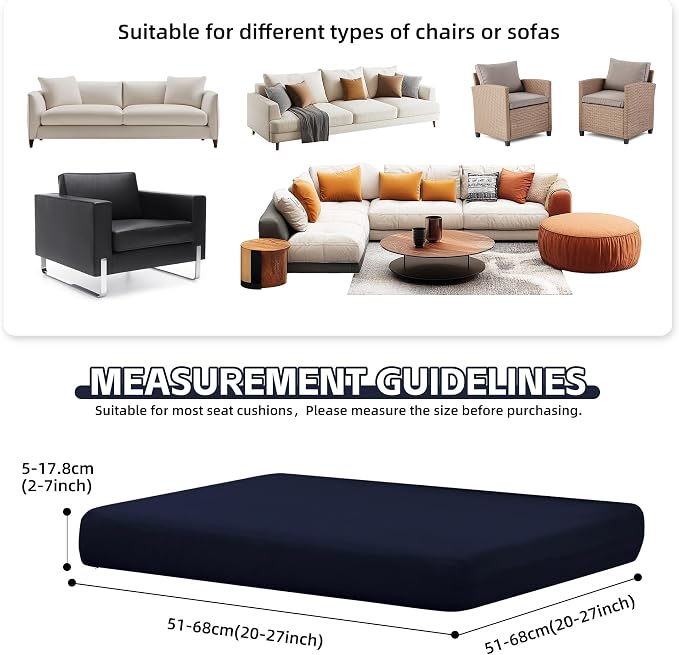 8Pcs Patio Cushion Covers, Outdoor Stretch Cushion Covers, Washable | Stretch - Image 2