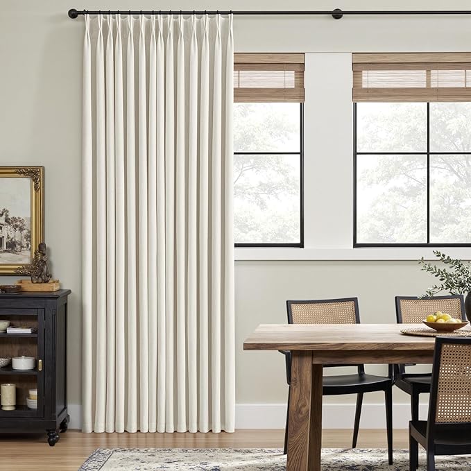 MIULEE Natural Pinch Pleated 100% Blackout Linen Curtains 40x105 Inches | Room - Image 3