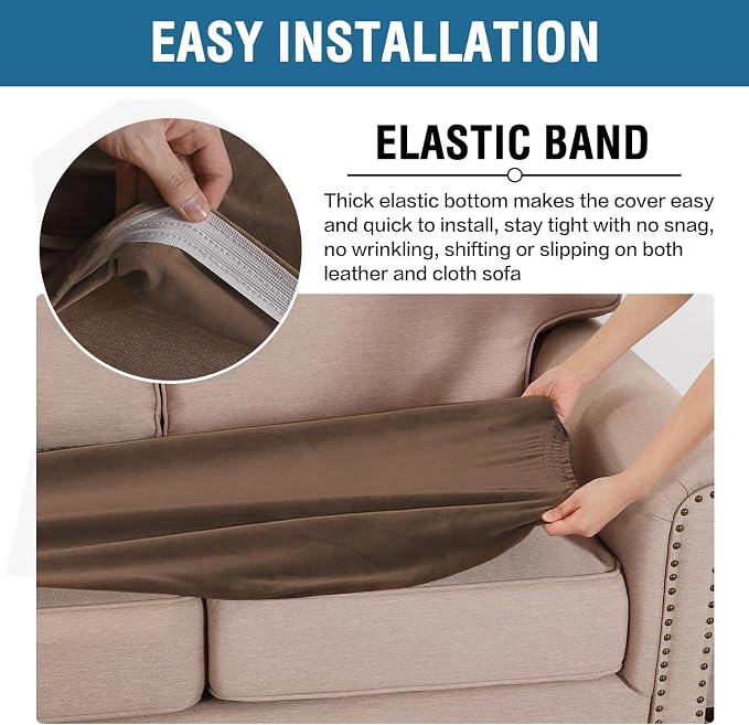 H.VERSAILTEX Velvet Stretch Individual Couch Cushion Cover Plush Cushion - Image 4