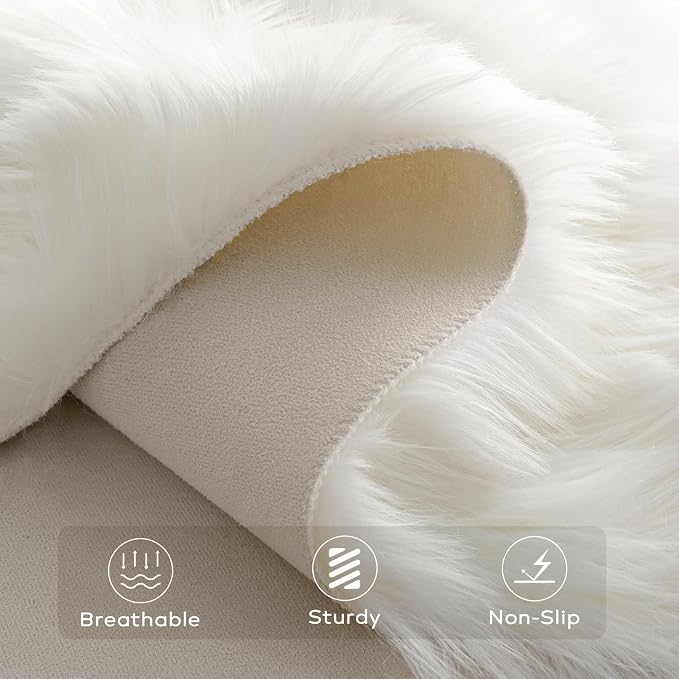 Ashler Faux Fur Rug, 2.3 x 3.3 Ft, Machine Washable | Fluffy Sheepskin Fur - Image 4