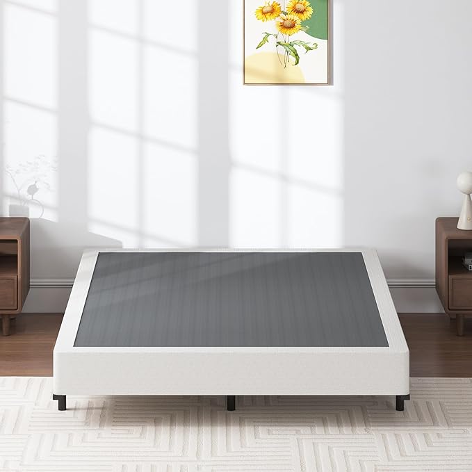 King Box Spring, 7 Inch King Size Box Spring and Cover Set, 3000lbs Heavy Duty Metal Mattress Foundation with Easy Clean Cover, No Noise, Easy Assembly