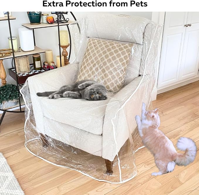 Evelots 2-Pack Clear Vinyl Recliner Covers, Spill-Resistant Protectors | - Image 2