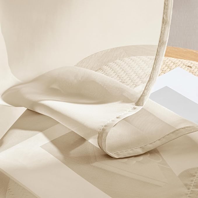 MIULEE Butter Cream Sheer Curtains 102 Inches Long 4 Panels 42 x 102 Inches | - Image 7