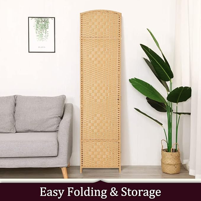 Rose Home Fashion 6 ft Tall Room Divider, Room Dividers and Folding Privacy Screens, 15.7in Privacy Screen 6 Panel Partition Temporary Wall Separation for Private, Light Beige