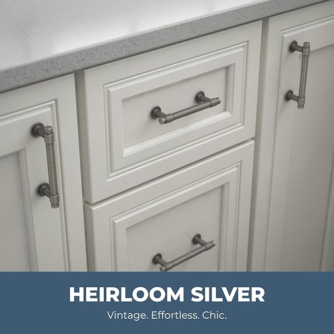 Franklin Brass - Francisco Heirloom Silver Cabinet Handles 3 Inch (3") Hole Center Pulls | Easy Install, Durable Hardware for Kitchen Cabinet Door, Drawers, Dresser Pull, Furniture (10 Pack)