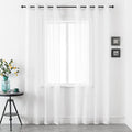 DUALIFE Bright White Sheer Curtains 84 Inches Long Set 2 Panels Grommet Look Semi Transparent Drape Tulle Gauze Voile Window Sheer Curtains for Bedroom Living Room 52X84 Inches Long