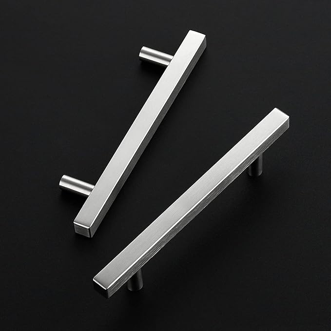 Ravinte Brushed Nickel Cabinet Handles 25 Pack 4-1/2 inch Satin Nickel Square Cabinet Pulls Silver Hardware for Kitchen 7 inch Overall Length Stainless Steel Drawer Pulls