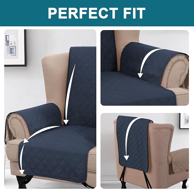 Turquoize 100% Waterproof Wing Chair Cover Wing Armchair Slipcovers Chair Couch - Image 5