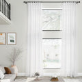 Extra Long White Linen Curtains 240 Inch Length by Nanspring