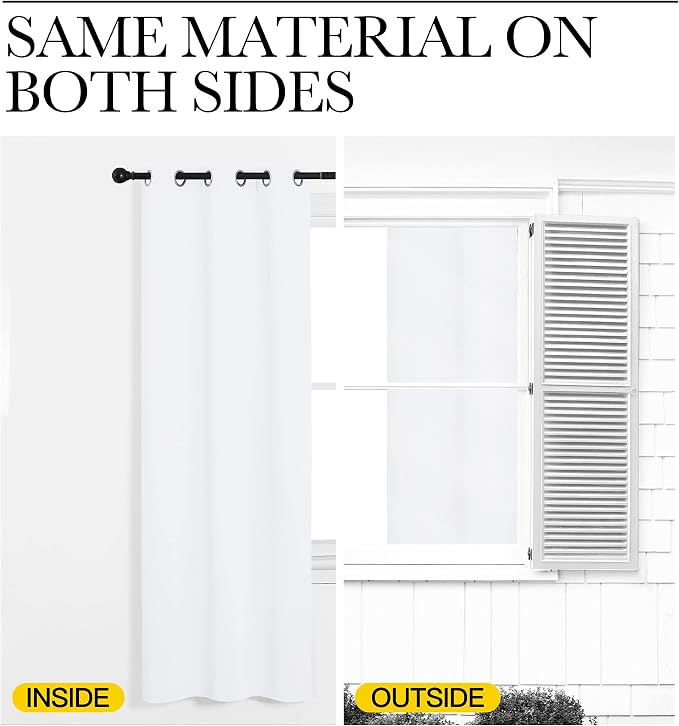 NICETOWN White Lightweight Fabric Curtain Panels, 48 inch Length, Non-Blackout - Image 5