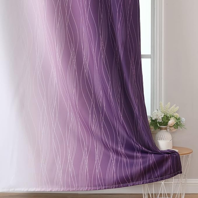 Purple and Greyish White Ombre Blackout Curtains - Image 6