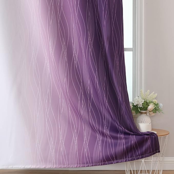 Purple and Greyish White Ombre Blackout Curtains - Image 6