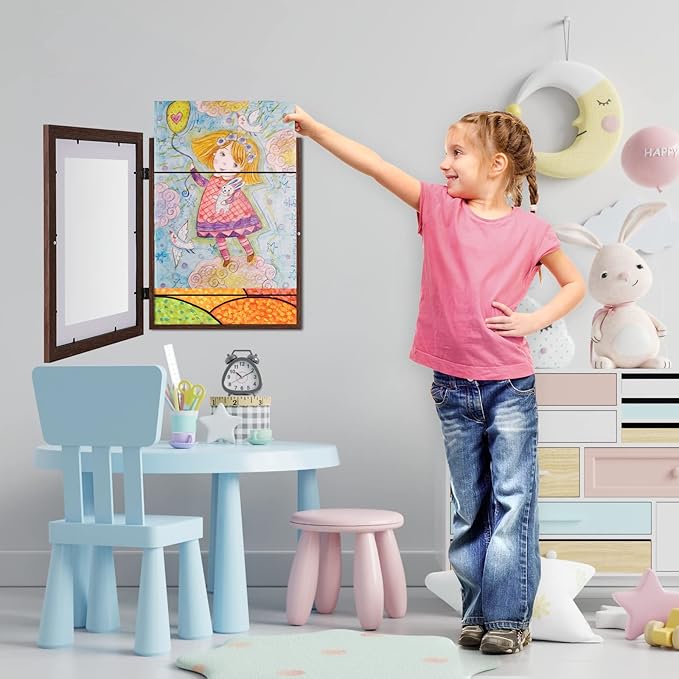 [3 Pack] Kids Art Frames, 10x12.5 Front Opening Kids Artwork Frames Changeable, Displays 8.5x11 With Mat and 10x12.5 Without Mat, Holds 50 Pcs, for 3D Picture, Crafts, Hanging Art, Portfolio Storage