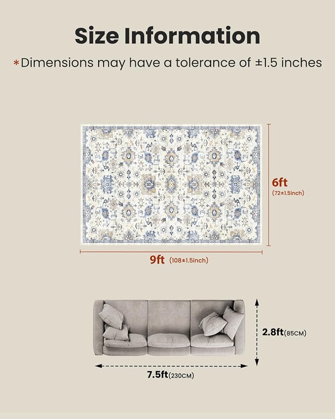 AMADA HOMEFURNISHING 6x9 Area Rugs, Vintage Rugs - Image 2