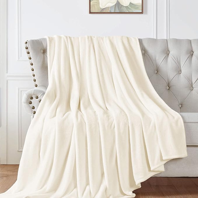 Walensee Fleece Blanket Plush Throw Fuzzy Lightweight (King Size 108x90 Cream) Super Soft Microfiber Flannel Blankets for Couch, Bed, Sofa Ultra Luxurious Warm and Cozy for All Seasons