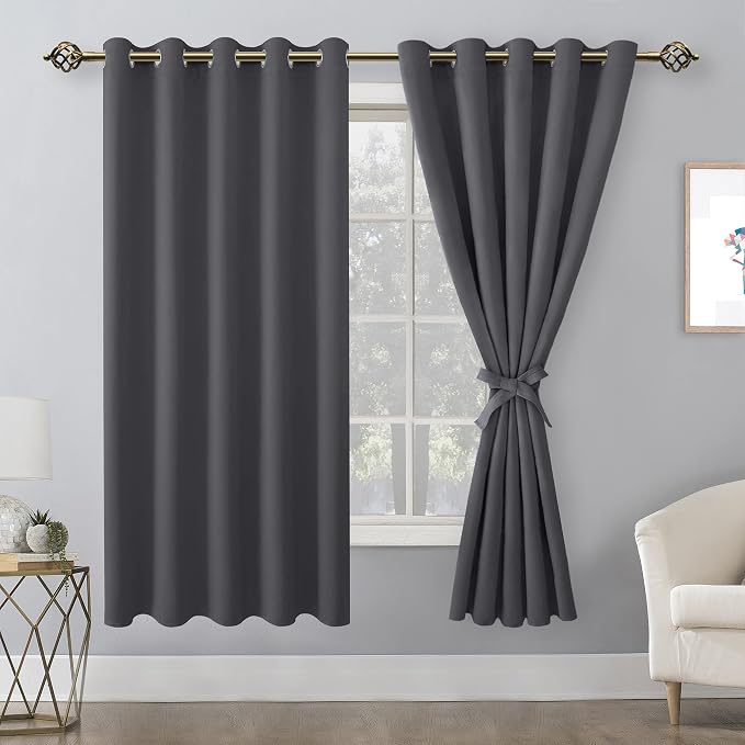 Blackout Curtains for Bedroom, 60 x 63 Inches Length, Dark Grey | Thermal - Image 8