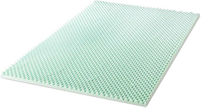 Best Price Mattress 2 Inch Egg Crate Memory Foam Mattress Topper with Calming Aloe Infusion, CertiPUR-US Certified, Queen,Green