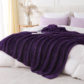Deep Purple Throw Blanket for Couch Sofa 108"x90" Striped Design | Fleece by Unknown