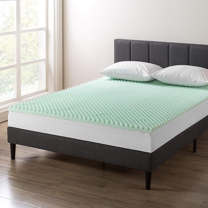 Best Price Mattress 2 Inch Egg Crate Memory Foam Mattress Topper with Calming Aloe Infusion, CertiPUR-US Certified, Queen,Green