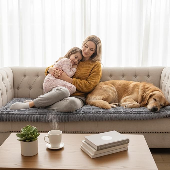 Fixwal Waterproof Flannel Dog Couch Cover, 27.6" x 82.7", Light Gray | - Image 8