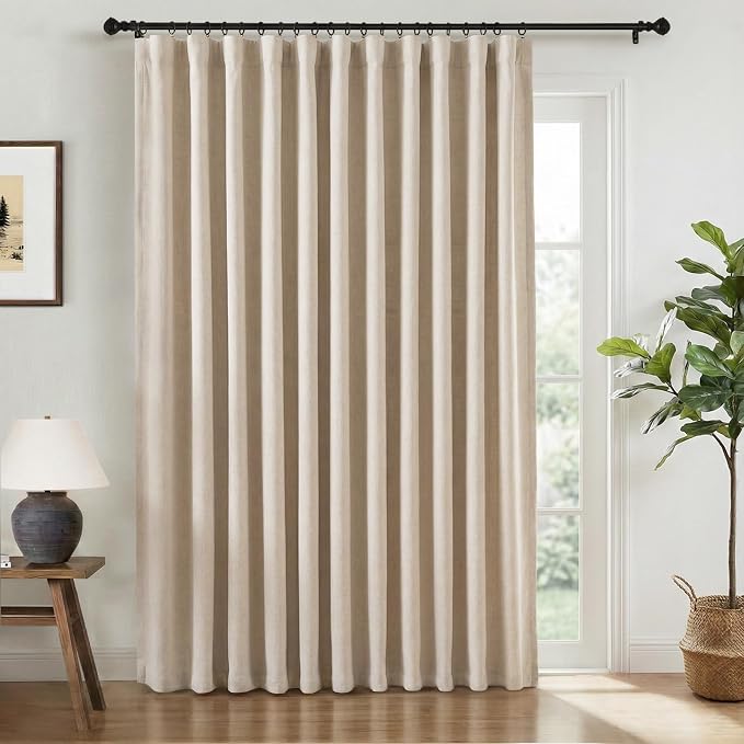 INOVADAY Linen Textured 100% Blackout Sliding Door Curtains 102x96 Oatmeal | 1 by INOVADAY