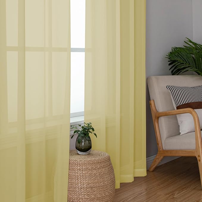 Chyhomenyc Sheer Curtains 63 Inch Length 2 Panels, Soft Airy, Rod Pocket - Image 3