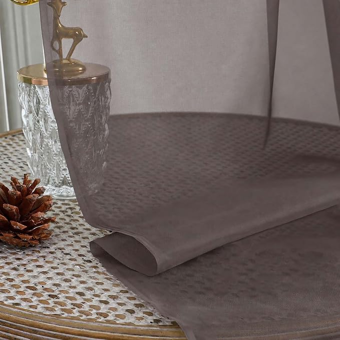 Chocolate Sheer Curtains 120 Inches Long 2 Panels Set, 59 Inch Extra Wide Soft - Image 4