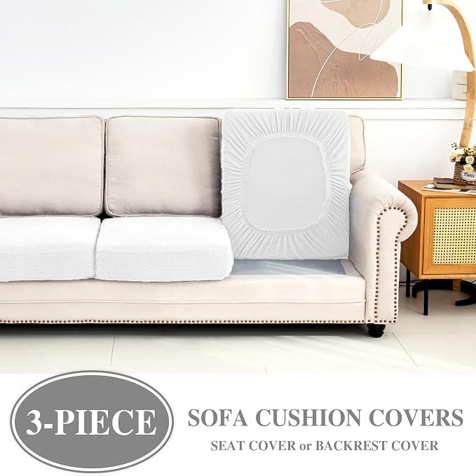 LA MEACK Couch Cushion Covers Seat Cushion Cover Stretch Couch Cover Separate - Image 3