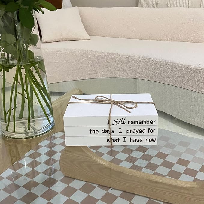 Decorative Books for Home Decor, White Faux Books for Decoration, Rustic Farmhouse Stacked Display Books (I Still Remember)