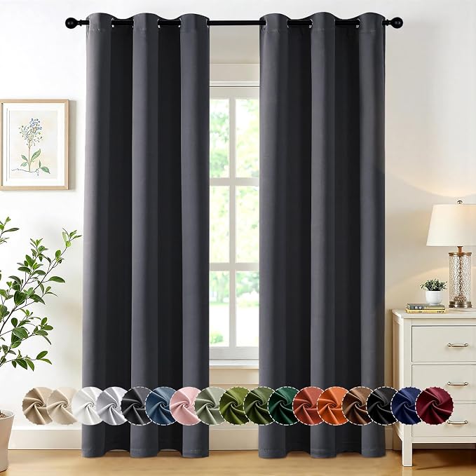 MIULEE Blackout Curtains for Bedroom 2 Panels 40 x 72 Inch Long Dark Grey | by MIULEE