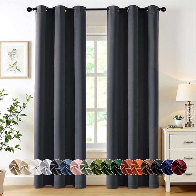 MIULEE Blackout Curtains for Bedroom 2 Panels 40 x 86 Inch Long Dark Grey | by MIULEE