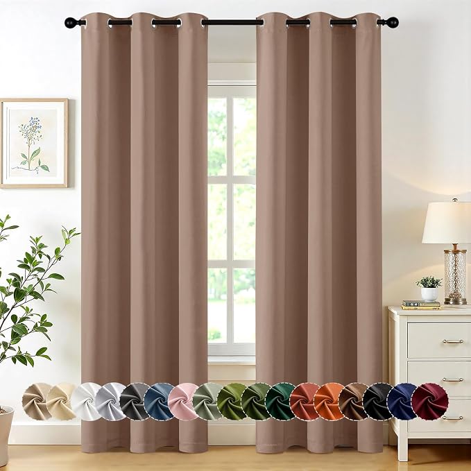 MIULEE Blackout Curtains for Bedroom 2 Panels 40 x 84 Inch Long Cappuccino | by MIULEE