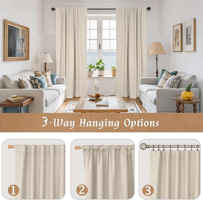 100% Blackout Thermal Linen Curtains 78 Inches - Image 9