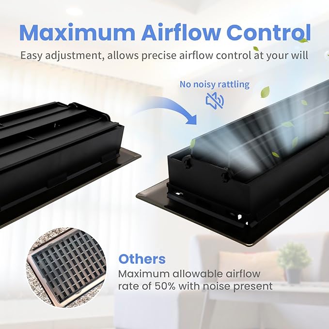 4x12 Inches Heavy Duty Walkable Floor Register - Easy Adjust Air Supply Lever Decorative Floor Vent Covers - Boston Design Vent Covers for Home - Oil Rubbed Bronze