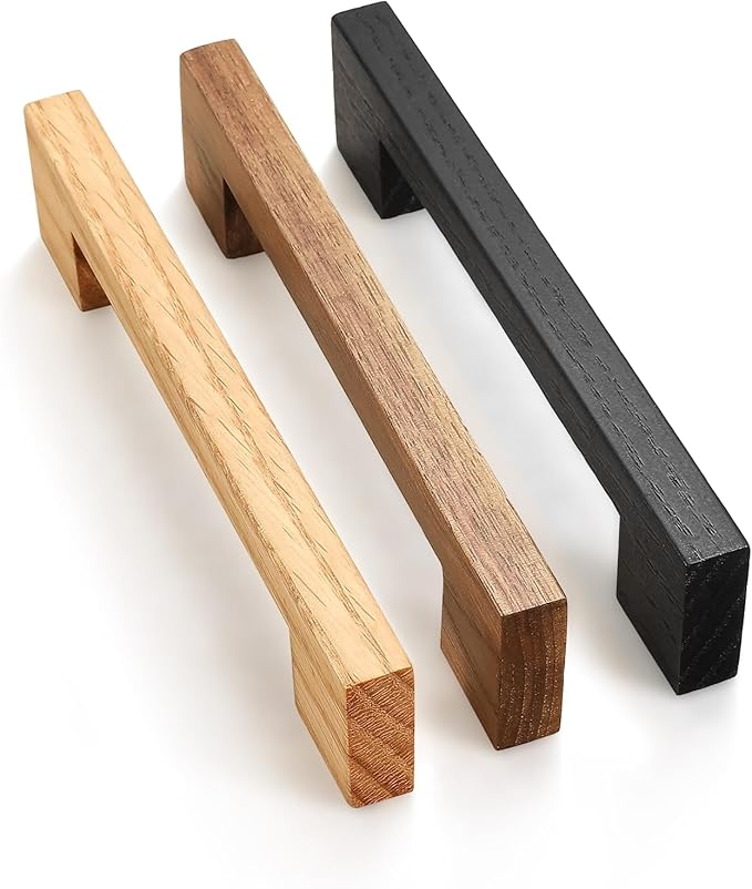Walnut Square 7-1/2in 4 pcs Wooden Drawer Pulls Handle pulls for cabinets Kitchen Cabinet Drawer pulls Cabinet Door Pull