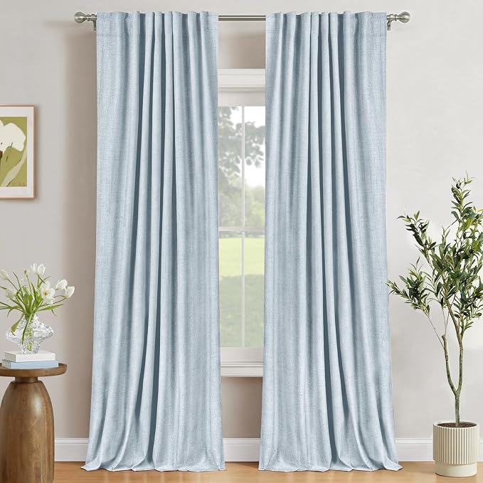 Faux Linen Total Blackout Curtains by 100BlackoutShield