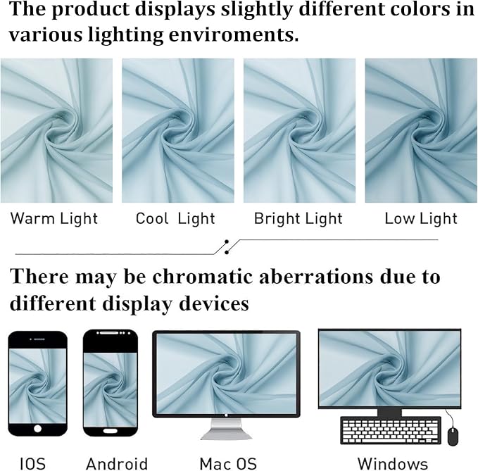 Sky Blue Sheer Curtains 78 Inches Long 2 Panels, Light Filtering Voile Solid - Image 6