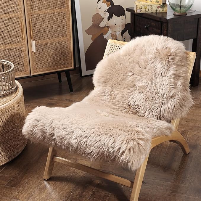 LLB Genuine Sheepskin Area Rug Wool Rug Fur Carpet Fluffy Shaggy Fur Rug - Image 2