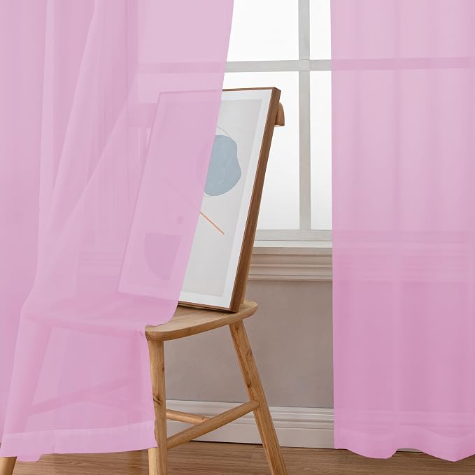 Chyhomenyc Sheer Curtains 63 Inch Length 2 Panels, Soft Airy, Rod Pocket - Image 8