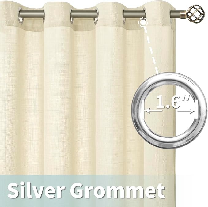 Beige Polyester Curtains 84 Inch Length - Image 5