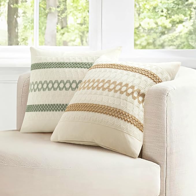 MIULEE Set of 2 Sage Green Boho Decorative Lumbar Pillow Covers 12x24 Inch | - Image 10