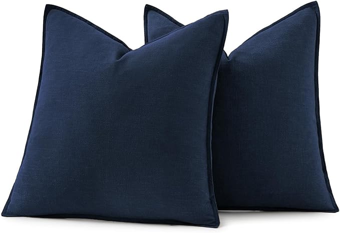 MIULEE Decorative Linen Pillow Covers 26x26 Inch Navy Blue | Boho Farmhouse​ - Image 6