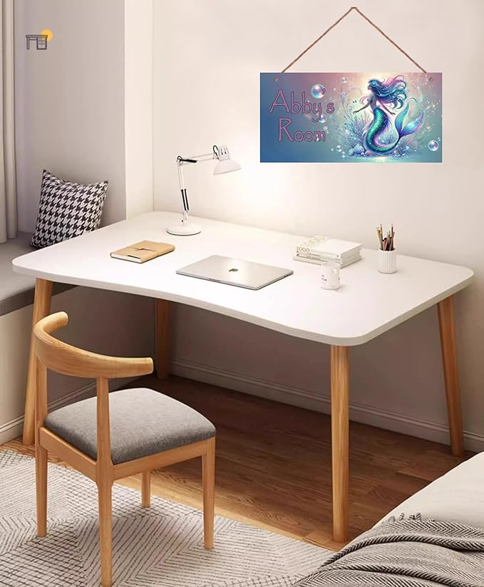 Personalized Kids Door Sign Mermaids Decor For Girls Bedroom Nursery Personalized Name Wooden Sign Ocean Theme Décor For Kids Room