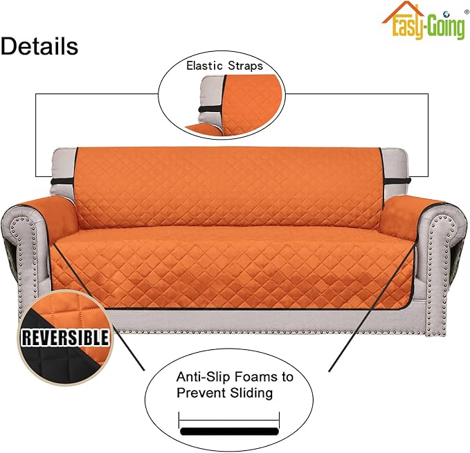 Easy-Going Reversible Couch Cover, 4 Seater Sofa, Washable Slipcover - Image 3