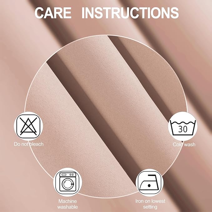 Blush Thermal Blackout Curtains/52 x 54 Inch/Set of 2 Panels Room Darkening - Image 4