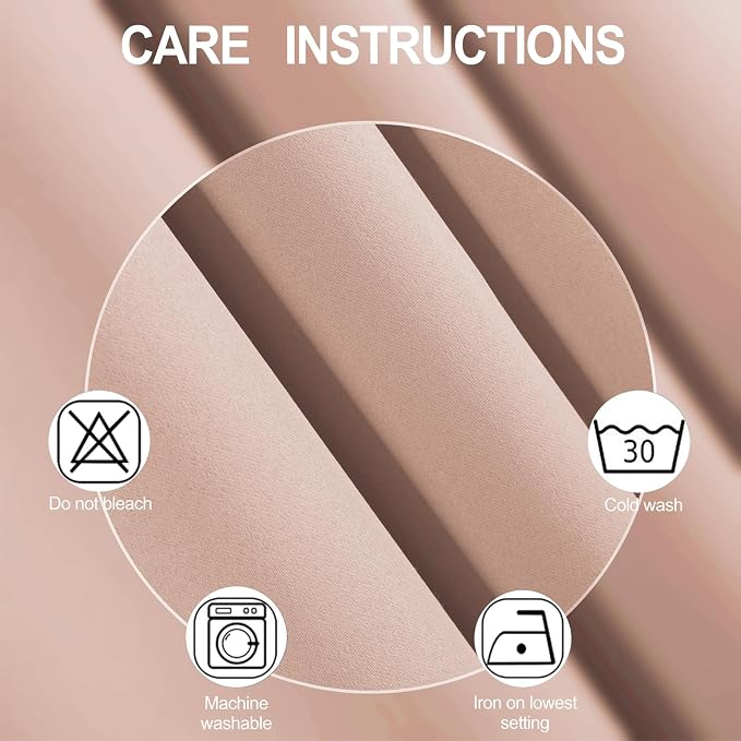 Blackout Curtains 42 x 63 inch/Blush Curtains Set of 2 Panels/Thermal Insulated - Image 4