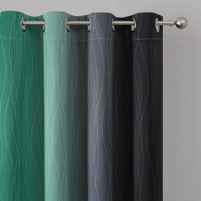 Black and Green Ombre Blackout Curtains 72 Inches Long | Gradient Color Curtains - Image 4